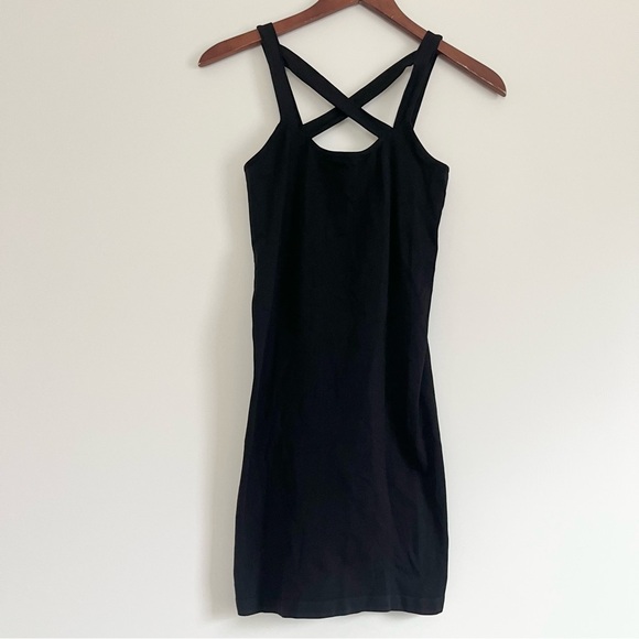 Intimately Free People Black Bodycon Dress or Slip w Criss Cross Front M/L - Picture 1 of 5